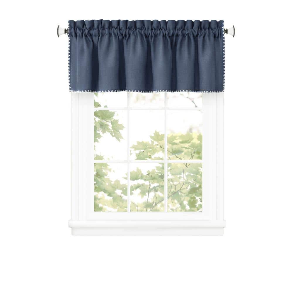 ACHIM Kendal Polyester Valance - 14 in. L in Blue/White KEVL14BL06 ...