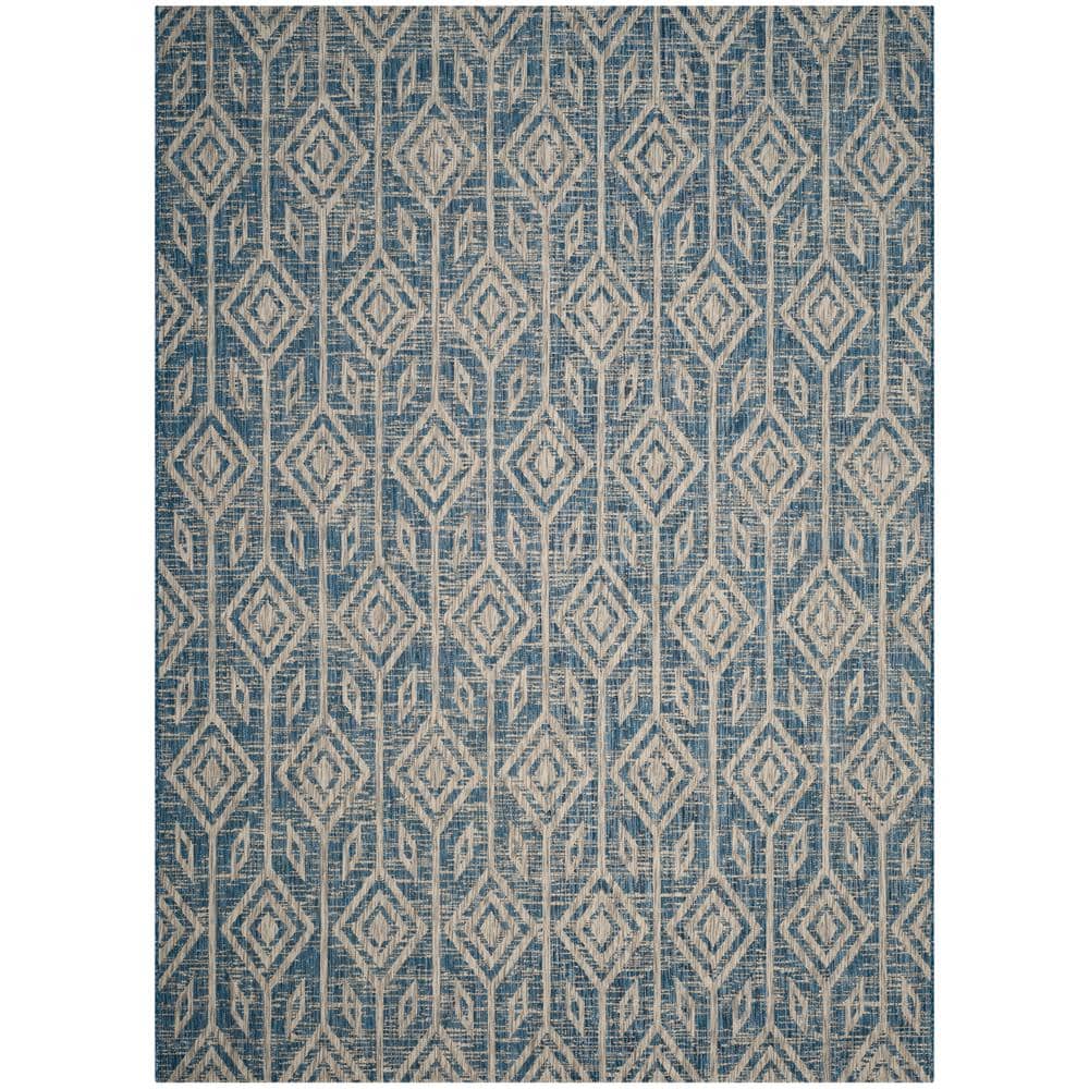 Courtyard Navy/Gray 7 ft. x 10 ft. Striped Geometric Diamond Indoor/Outdoor Area Rug price history on PriceWatchPro