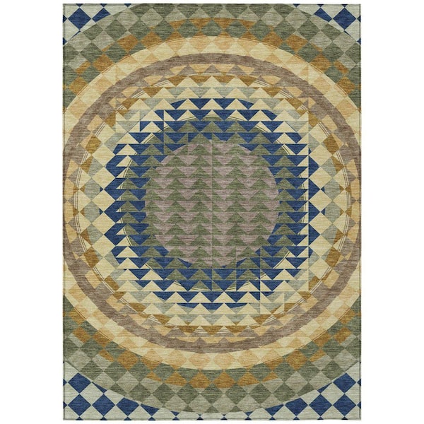 Chantille Machine Washable Indoor/Outdoor Abstract ACN2685 Olive 10 ft. x 14 ft. Area Rug