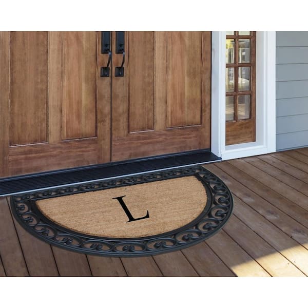 A1 Home Collections A1HC Black 30 in. x 48 in. Rubber & Coir Thin Profile  Outdoor Entrance Durable Monogrammed I Door Mat A1HOME200111_I - The Home  Depot