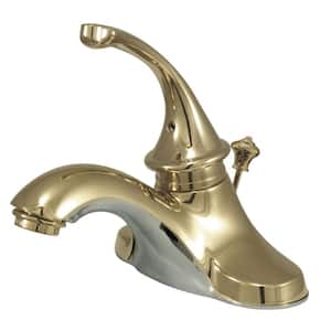 Georgian 4 in. Centerset Single-Handle Bathroom Faucet with Plastic Pop-Up in Polished Brass