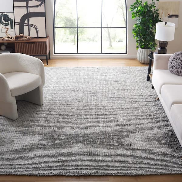 Natural Fiber 10 ft. x 14 ft. Gray Solid Color Area Rug