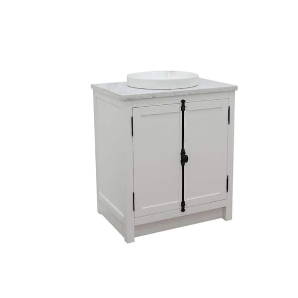 Bellaterra Home Plantation 31 in. W x 22 in. D Bath Vanity in White with Marble Vanity Top in White with White Round Basin