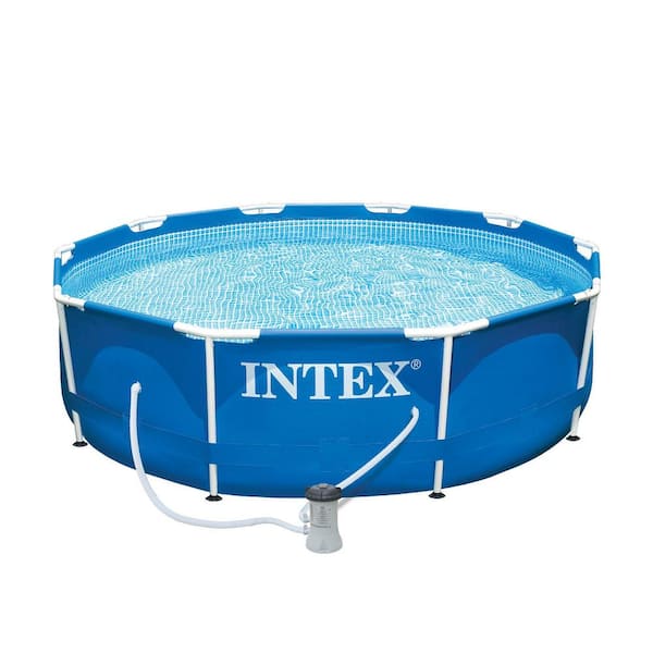 Pence studio Houden Intex Round 10 ft. Metal Frame Swimming Pool with Filter Pump and Pool  Cleaning Kit (2-Pack) 30 in. H 2 x 28002E + 28201EH - The Home Depot