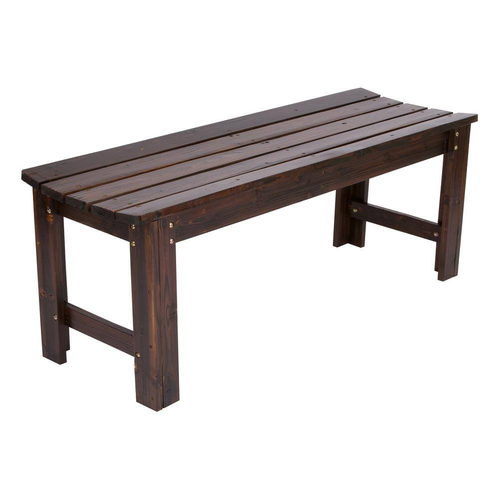 Burnt Brown Cedar 4ft Backless Outdoor Garden Bench