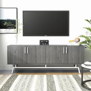 Tomfaul 60 in. Distressed Gray TV Stand Fits TV's up to 65 in. with 2 Storage Cabinets