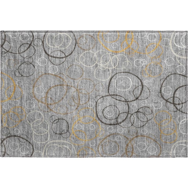 Mayfield Premium Machine Washable Abstract AMF2408 Gray 3 ft. x 4 ft. Area Rug
