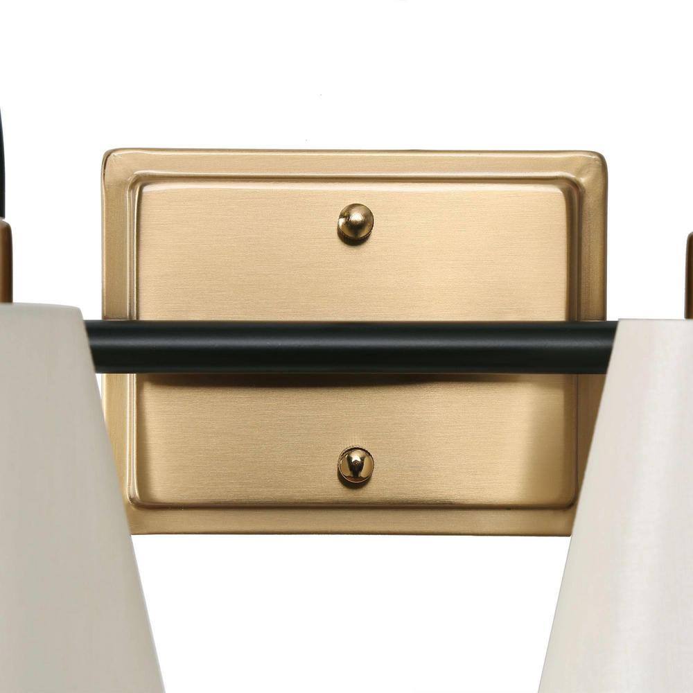 Jacarmellia Matte Black 2-Light Mid-Century Vanity with Fabric Shades