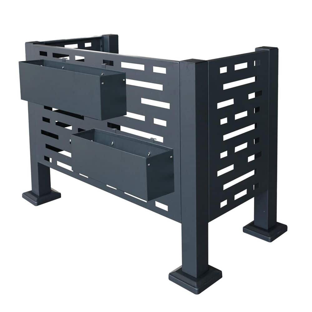 30 in. Steel Air Conditioner Fence for Outdoor Units, Privacy Fence Black
