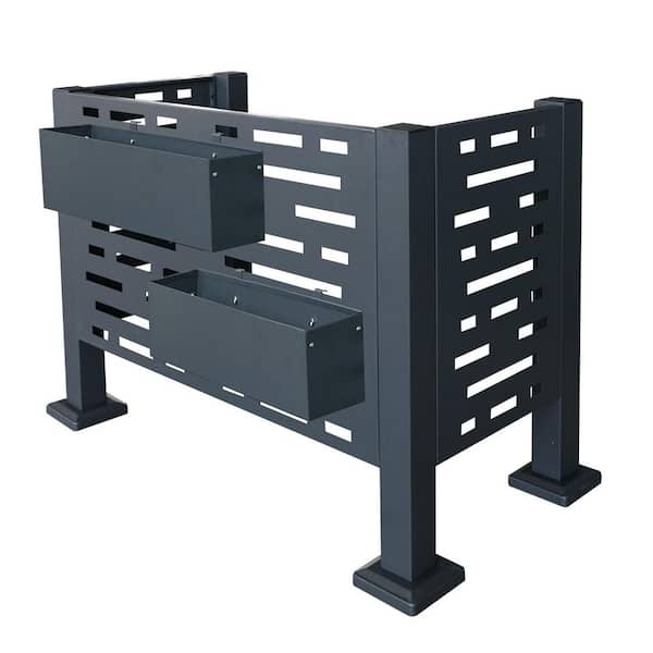 Unbranded 30 in. Steel Air Conditioner Fence for Outdoor Units, Privacy Fence Black