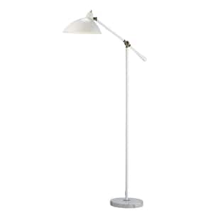 59.5 in. White 1-Light 1-Way (On/Off) Standard Floor Lamp for Living Room with Metal Lantern Shade