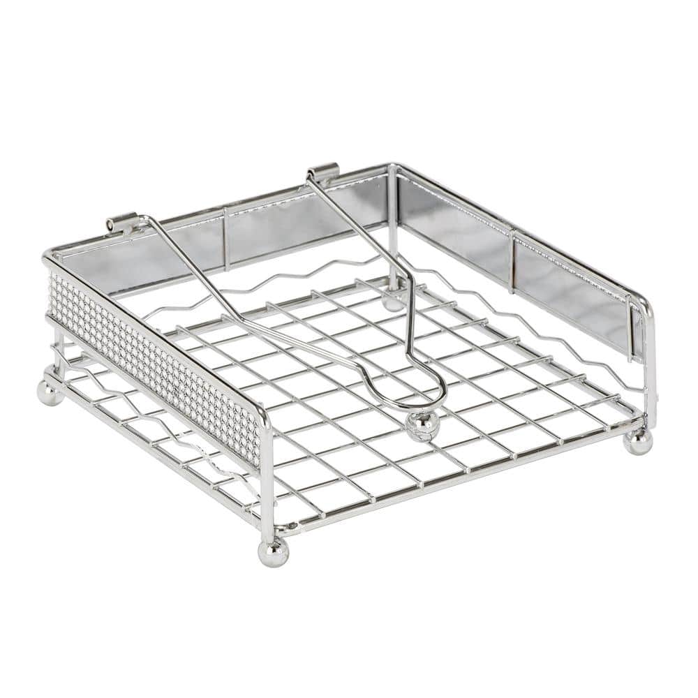 Silver Iron Pave Diamond Napkin Holder with Weighted Bar