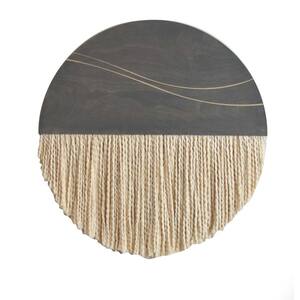 18 in. x 18 in. Gray Wooden Round Double Wave Wall Hanging