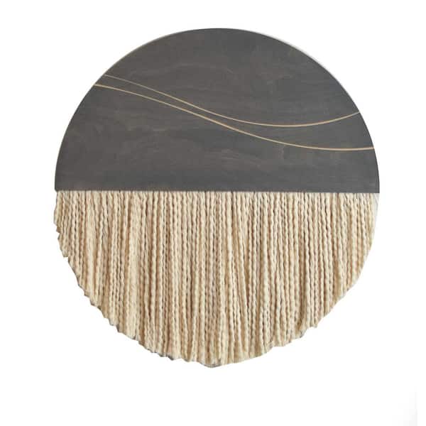Unbranded 30 in. x 30 in. Gray Wooden Round Double Wave Wall Hanging