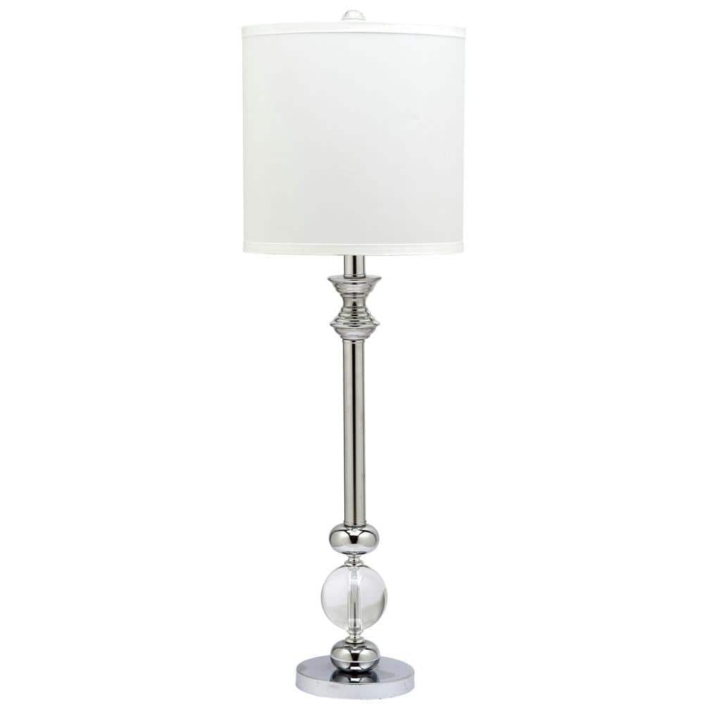 Erica 31" Clear Crystal and Chrome Candlestick Table Lamp Set