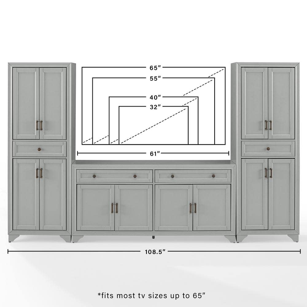 Distressed Gray Modern Farmhouse Entertainment Center with Cabinet