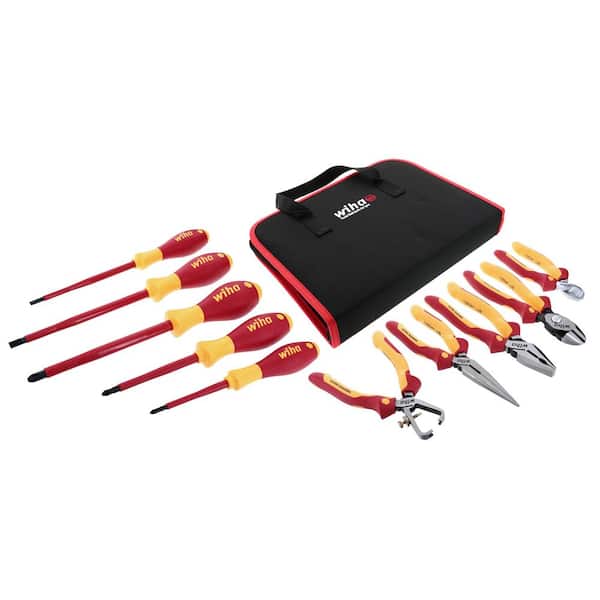 1000-Volt Insulated Pliers Cutters and Screwdriver Set in Rollup Pouch (10-Piece)