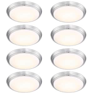 11 in. 1-Light Brushed Nickel Dimmable LED Flush Mount Ceiling Light (8-Pack in a case)