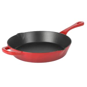 Artisan 12 in. Enameled Cast Iron Round Skillet in Gradient Red