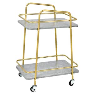 Gold Serving Kitchen Cart Utility Trolley on Wheel Rolling Rack with Handle
