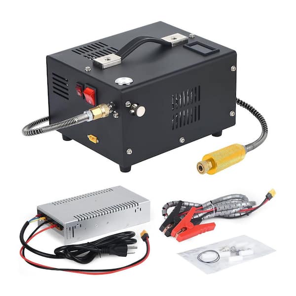 Pcp 4500 PSI Portable Electric Air Compressor 30 MPA Powered by Car 12V DC or Home 110V AC Converter for Paintball Scuba