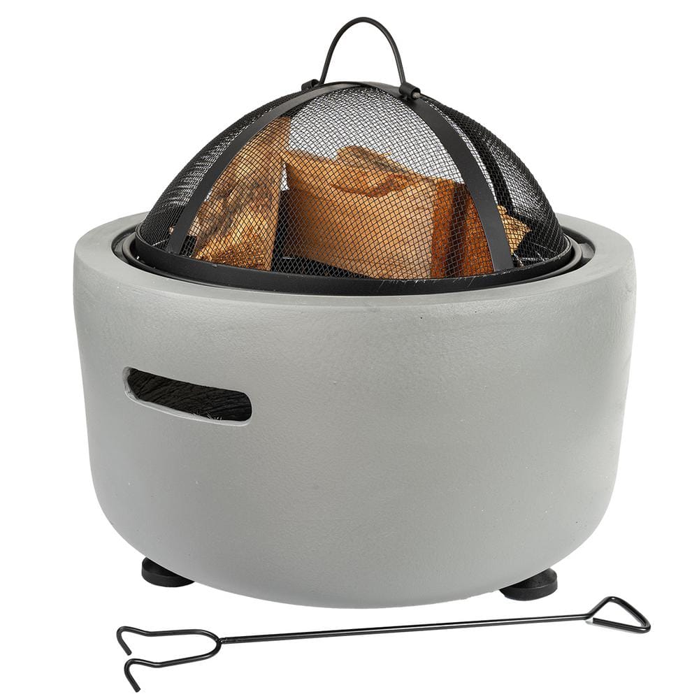 Barton 18 in. x 18 in. Round MGO Charcoal Wood Burning Fire Pit