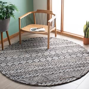 Abstract Gray/Brown 6 ft. x 6 ft. Chevron Aztec Round Area Rug