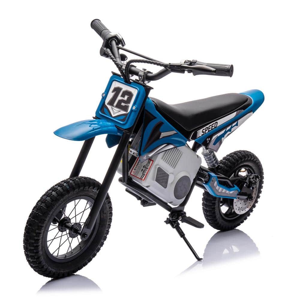 36-Volt Blue Electric Mini Dirt Motorcycle for Kids, 15.53MPH Speed, Steple