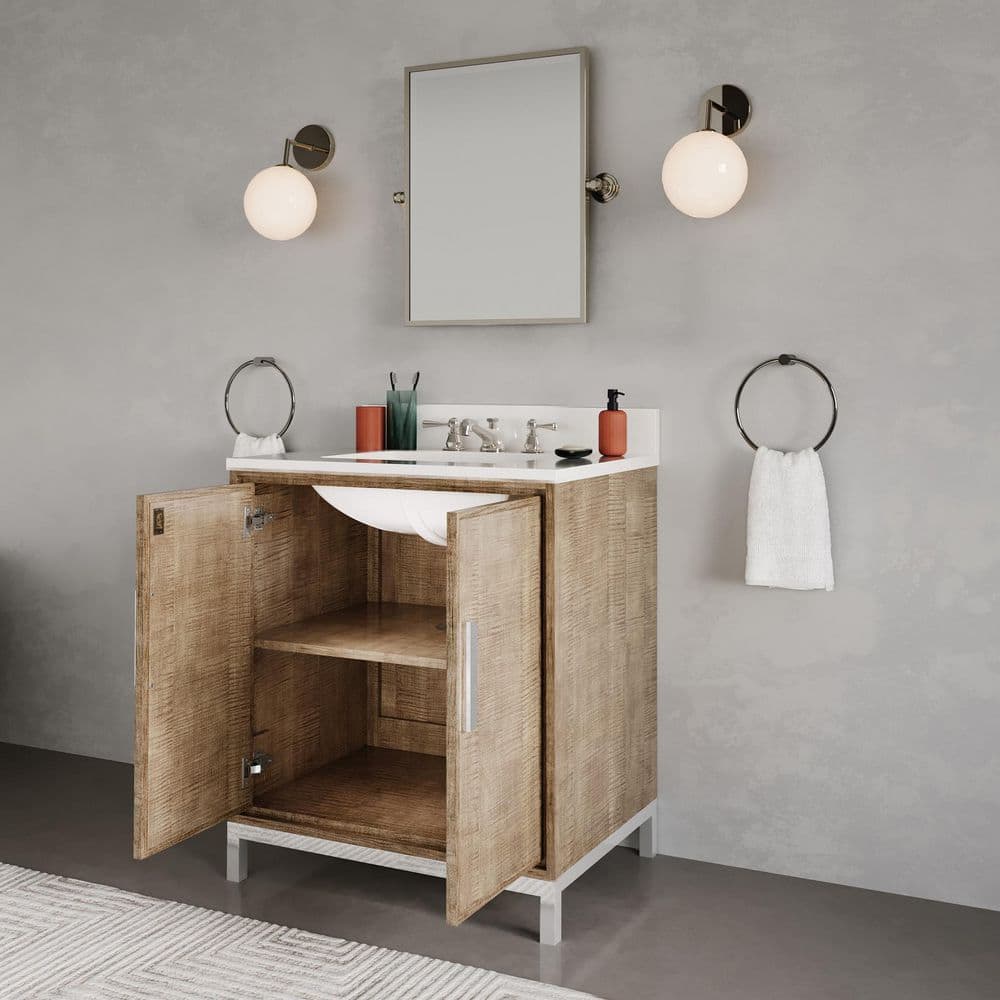 Westin 30" Lustrous Walnut Freestanding Bathroom Vanity with Quartz Top