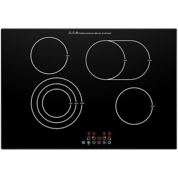 30 in. 4 Elements Radiant Electric Cooktop in Black with 9 Heating Level (240-Volt/6700-Watt)