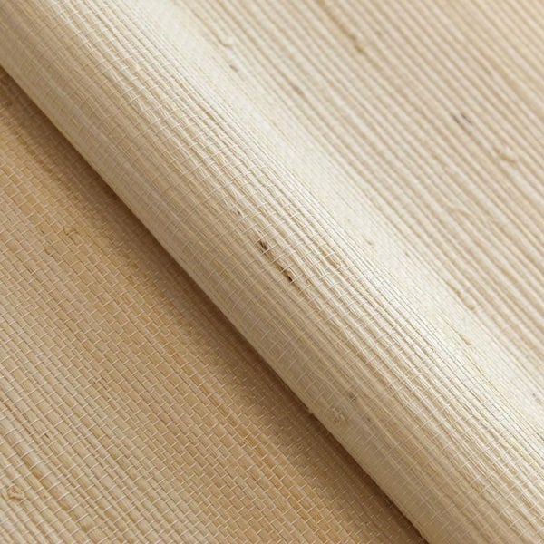 Light Knotted Natural Beige Tight Weave Jute Authentic Grasscloth Unpasted Textured Wallpaper Sample, 4.5 in. x 4.5 in.