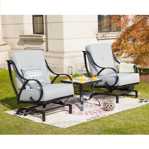 3-Piece Metal Patio Conversation Set with Gray Cushions