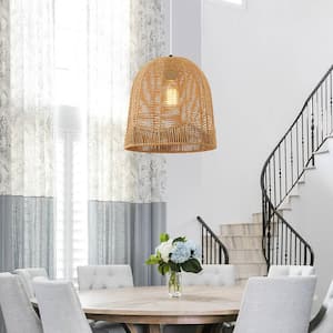 Monarch 1 - Light Natural Bowl Pendant Light with Handwoven Rattan Shade