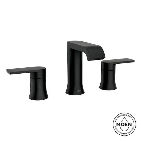 Genta 8 in. Widespread Double Handle Bathroom Faucet in Matte Black(Valve Included)
