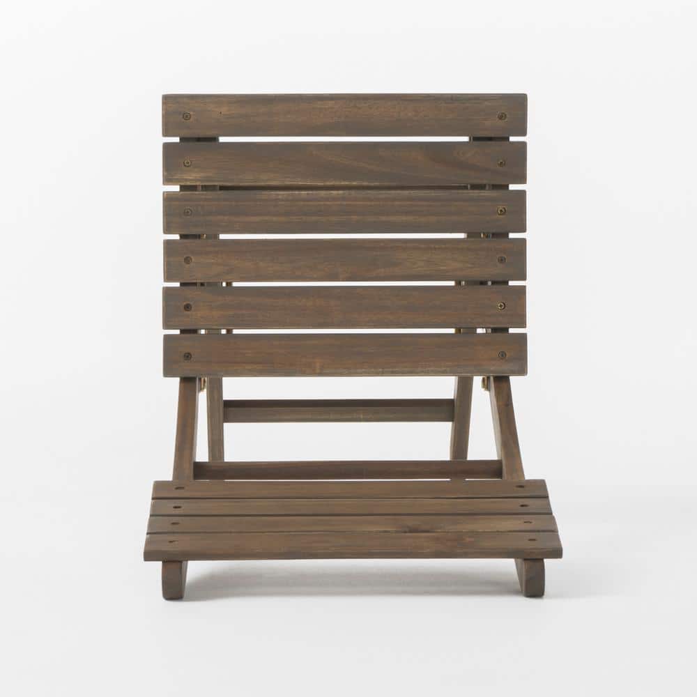 Gray Acacia Wood Outdoor Folding Dining Chairs, Set of 2
