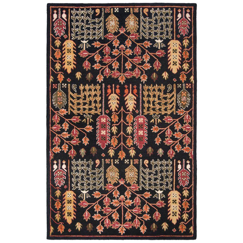 Black and Red Wool 6' x 9' Handmade Tufted Area Rug