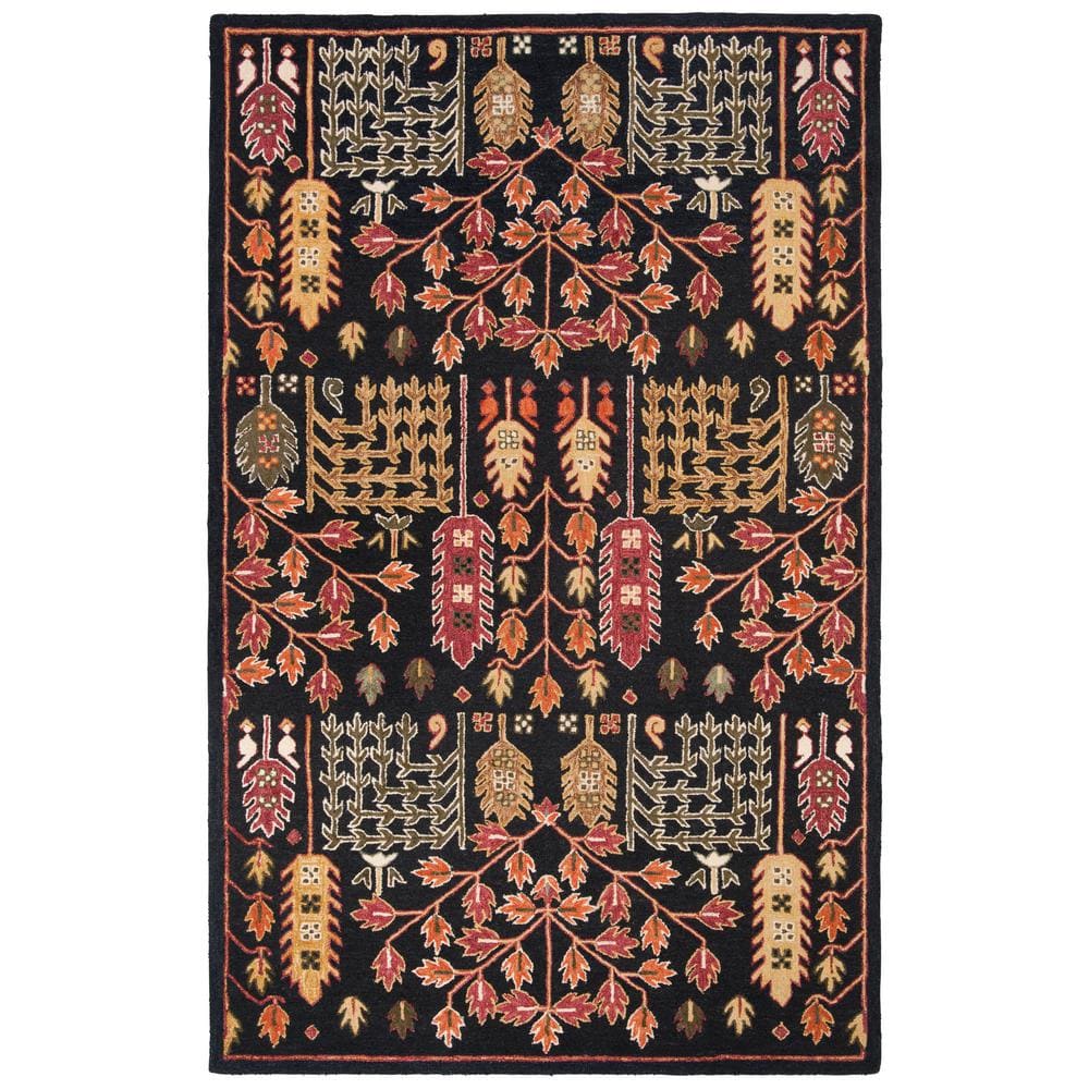 Handmade Black Wool 8' x 10' Geometric Tufted Area Rug