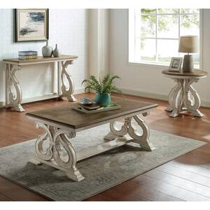 Myrtle 50 in. Dark Oak/White Wash Large Rectangle Wood Coffee Table