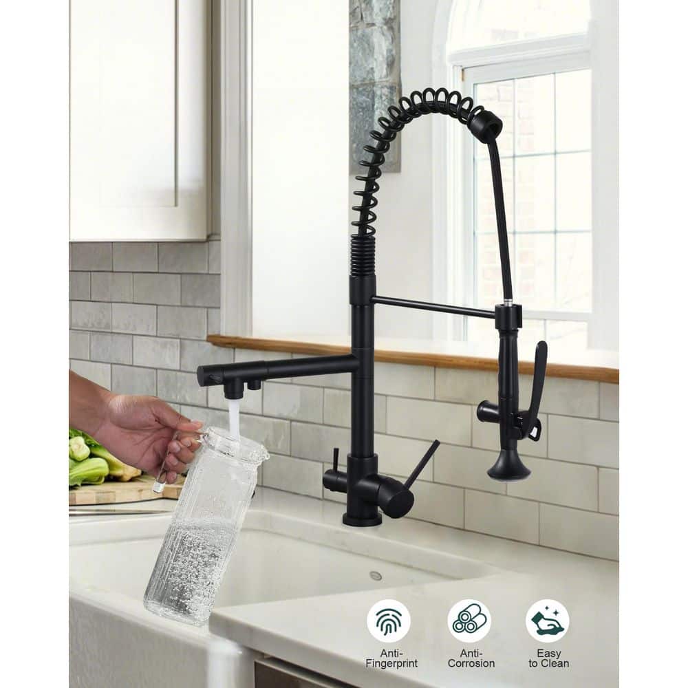 Commercial Style 3-In-1 Pull Down Kitchen Faucet With Drinking Water Kitchen Faucet