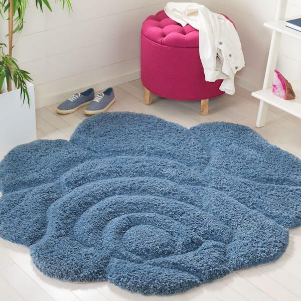 Novelty 3 ft. x 3 ft. Blue Floral Specialty Area Rug