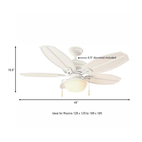 Roanoke 48 in. LED Indoor/Outdoor Matte White Ceiling Fan with Light Kit