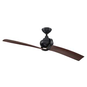 Shellcove 54 in. Modern Black 2-Blade Downrod Ceiling Fan with Remote Control