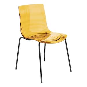 Modern Dining Chair Orange ABS Plastic Stackable Side Chair with Black Stainless-Steel Legs Astor Series