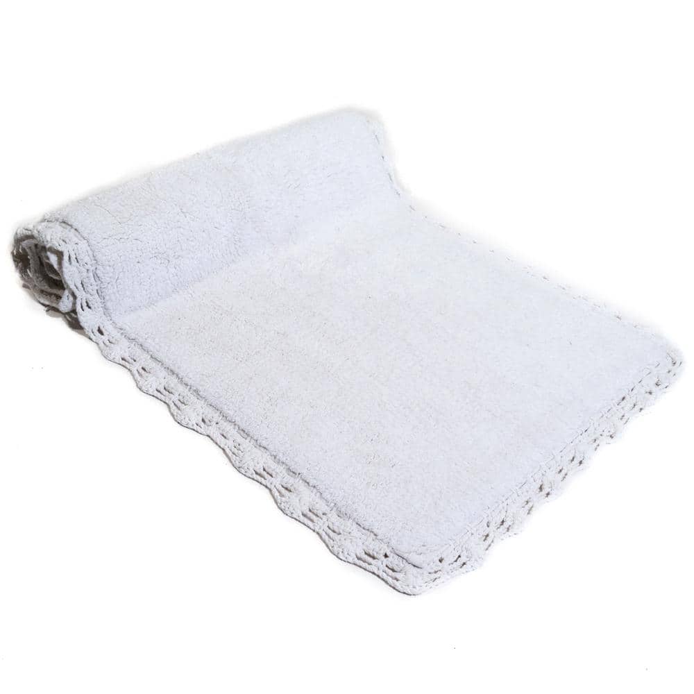 Provence Elegance White Crochet Bath Runner 22"x60"