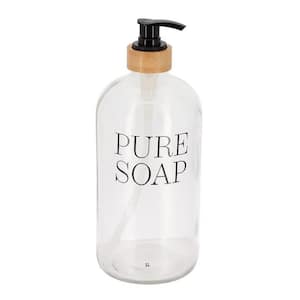 Pure Soap Freestanding Soap Dispenser 34 FL OZ in Glass and Bamboo