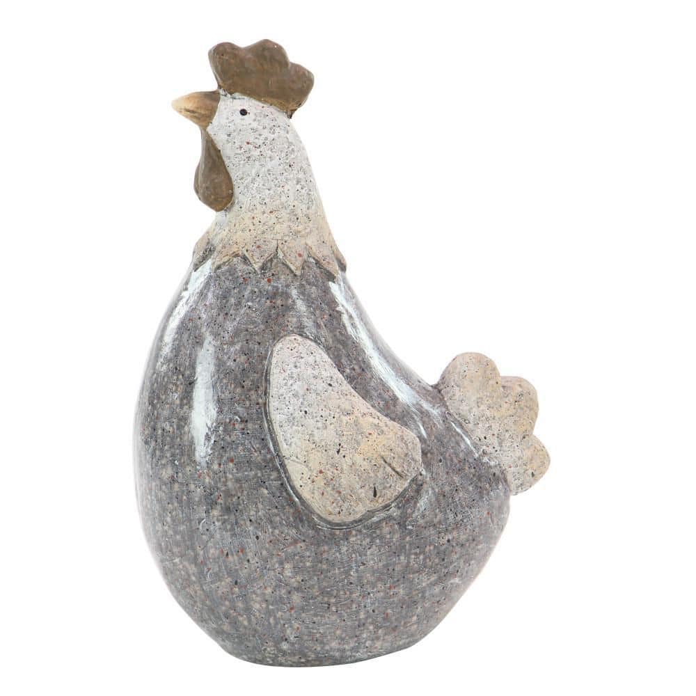 Gray Polystone 13" Indoor Outdoor Rooster Garden Sculpture