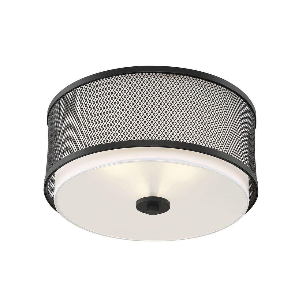 Matte Black Drum 3-Light Flush Mount Ceiling Light