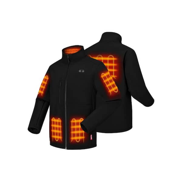 Men's Small Black 7.38-Volt Lithium-Ion Dual Control Softshell Heated Jacket with (1) 5Ah Battery