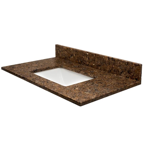 MarCraft Vista 49 in. W x 22 in. D Quartz Vanity Top in Papua with White Rectangle Single Sink