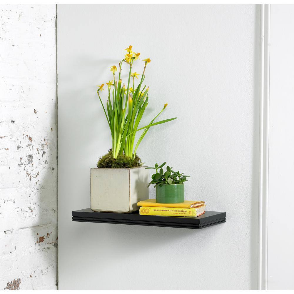 Warwick 18" Black MDF Floating Wall Shelf
